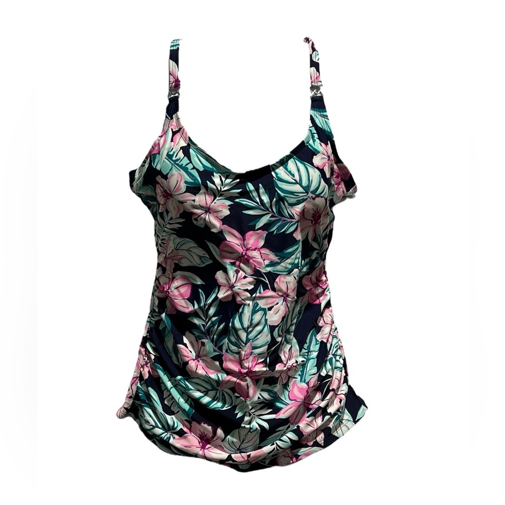NWT Christina Blue Full Figure Floral D-Cup Tankini
